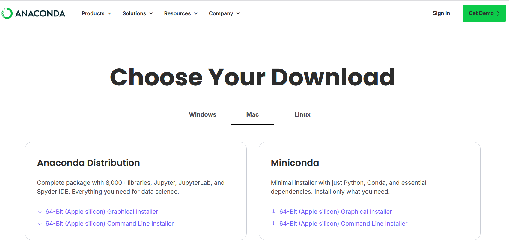 Anaconda Download Page